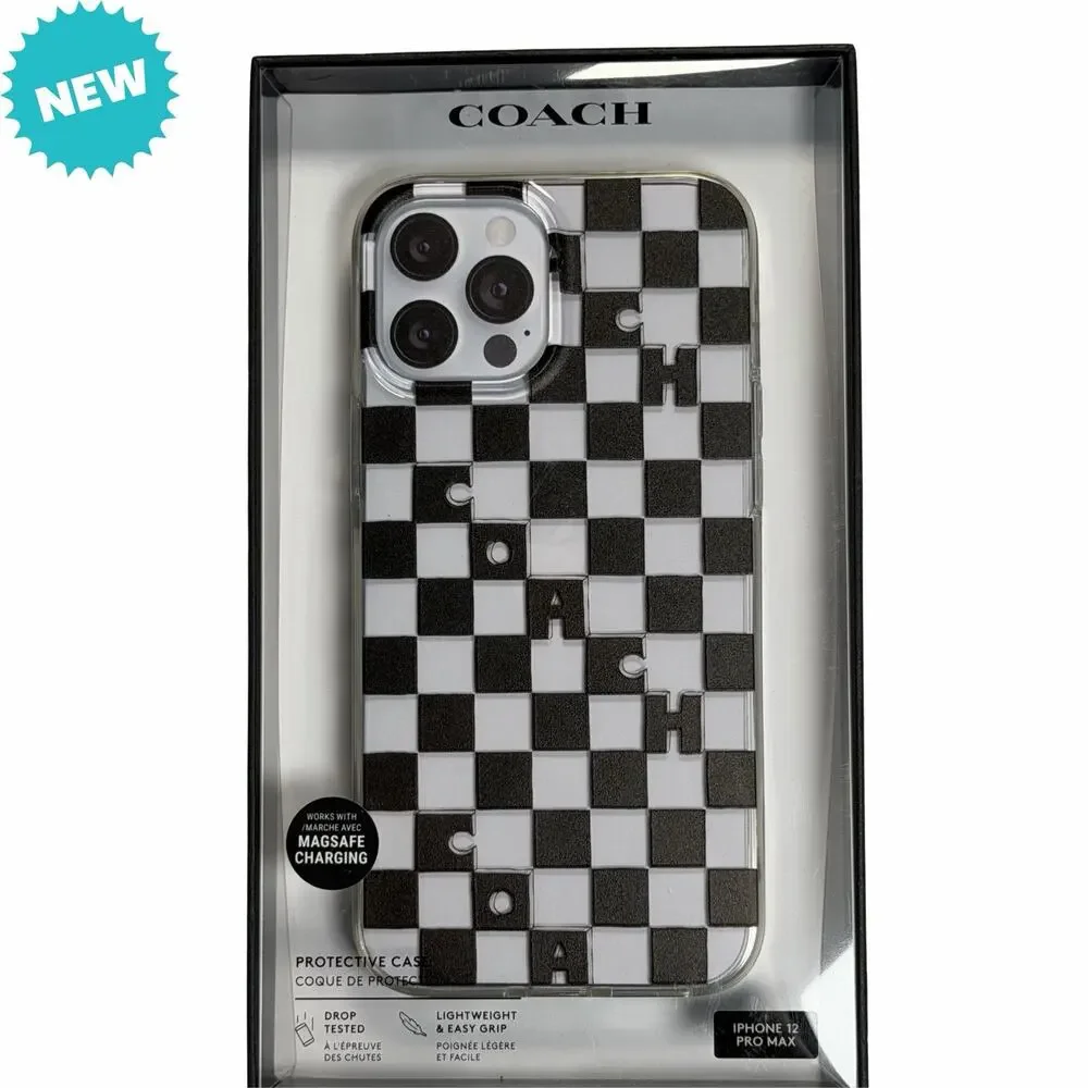Coach Designer Phone Case Apple iPhone 12 Pro Max - Black/White Checkered